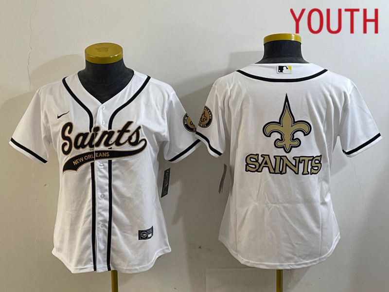 Youth New Orleans Saints Blank White Joint Name 2024 Nike Limited NFL Jersey style 3->youth nfl jersey->Youth Jersey